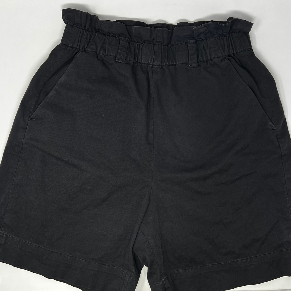 Everlane Paperbag Organic Cotton Shorts Black High Waisted Women's Size Small